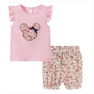 MUD KINGDOM • Minnie Mouse Cartoon Two-Piece Ruffle Shorts Set Flutter Tee